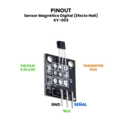 AR0023 - Sensor Magnético Digital (Efecto Hall) KY-003 PINOUT