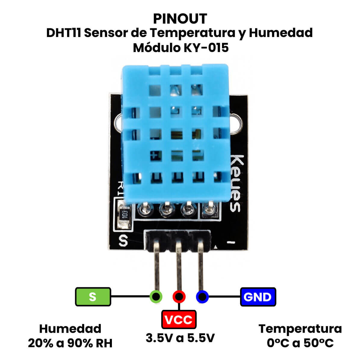 DHT11 Sensor de Temperatura y Humedad KY-015 - Imagen 2