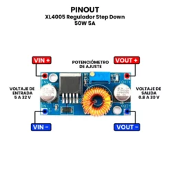 AR0077 - XL4005 Regulador Step Down 50W 5A PINOUT