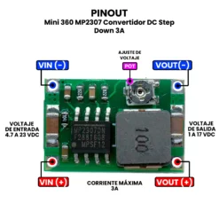 AR0078 - Mini 360 MP2307 Convertidor DC Step Down 3A PINOUT_2