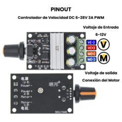 Controlador de Velocidad DC 6-28V 3A PWM Pinout