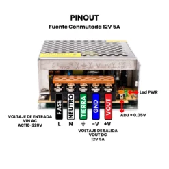 Fuente Conmutada 12V 5A Pinout