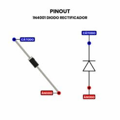 1N4001 Diodo Rectificador Pinout