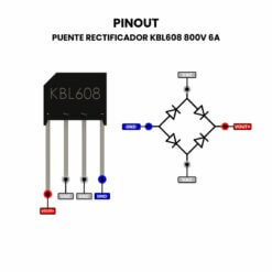 Puente Rectificador KBL608 800V 6A Pinout