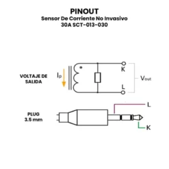 AR0327 - Sensor De Corriente No Invasivo 30A SCT-013-030 PINOUT