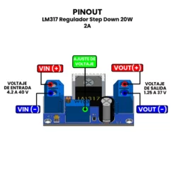 AR0373 - LM317 Regulador Step Down 20W 2A PINOUT