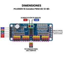 PCA9685 16 Canales PWM I2C 12-Bit Pinout
