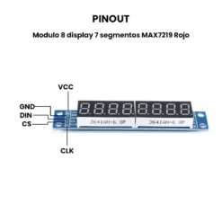 Modulo 8 display 7 segmentos MAX7219 Rojo