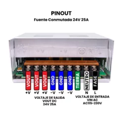 Fuente Conmutada 24V 25A Pinout