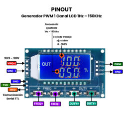 Generador PWM 1 Canal LCD 1Hz – 150KHz Pinout