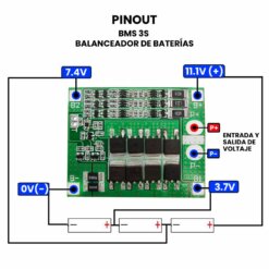 Alternative view of BMS 3S 25A Balanceador Carga de Baterias