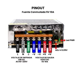 Fuente Conmutada 5V 10A Pinout