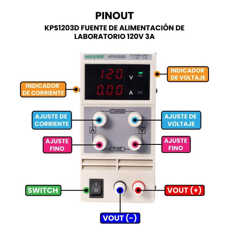 KPS1203D Fuente de Alimentación de Laboratorio 120V 3A