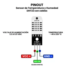 AR0600 - Sensor de Temperatura y Humedad DHT22 con cables PINOUT