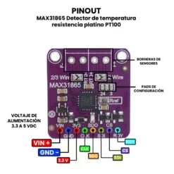 AR0604 - MAX31865 Detector de temperatura resistencia platino PT100 PINOUT