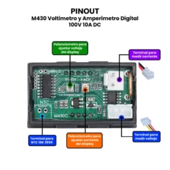 AR0616 - M430 Voltimetro y Amperimetro Digital 100V 10A DC PINOUT