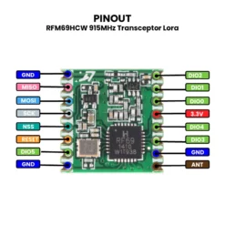 AR0652 - RFM69HCW 915MHz Transceptor Lora PINOUT