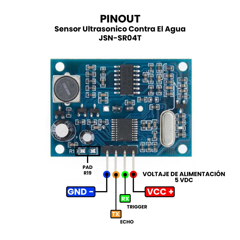 AR0679 - Sensor Ultrasonico Contra El Agua JSN-SR04T PINOUT