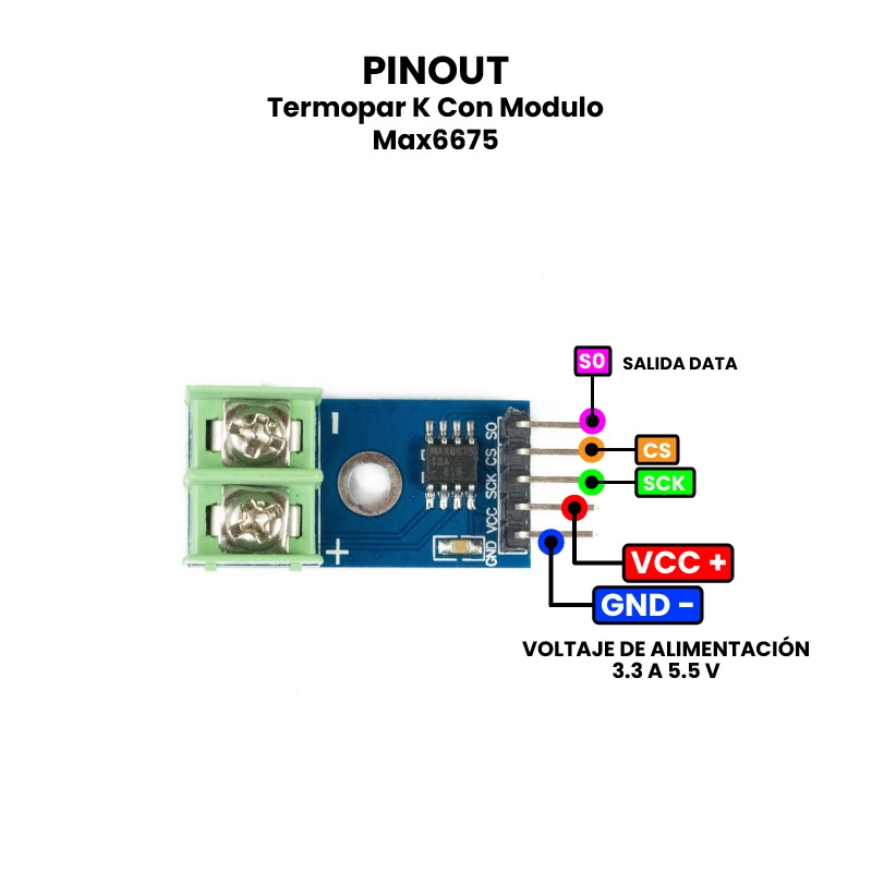 AR0780 - Termopar K Con Modulo Max6675 PINOUT