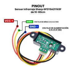 AR0785 - Sensor Infrarrojo Sharp GP2Y0A21YK0F de 10-80cm PINOUT