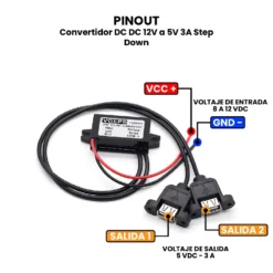 AR0786 - Convertidor DC DC 12V a 5V 3A Step Down PINOUT