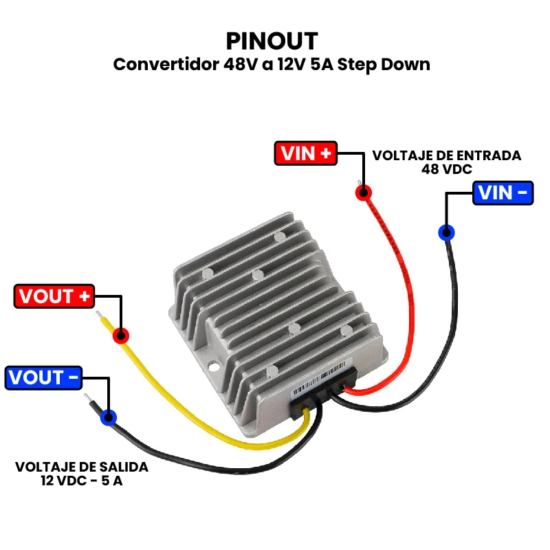 AR0787 - Convertidor 48V a 12V 5A Step Down PINOUT