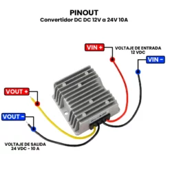 AR0788 - Convertidor DC DC 12V a 24V 10A PINOUT