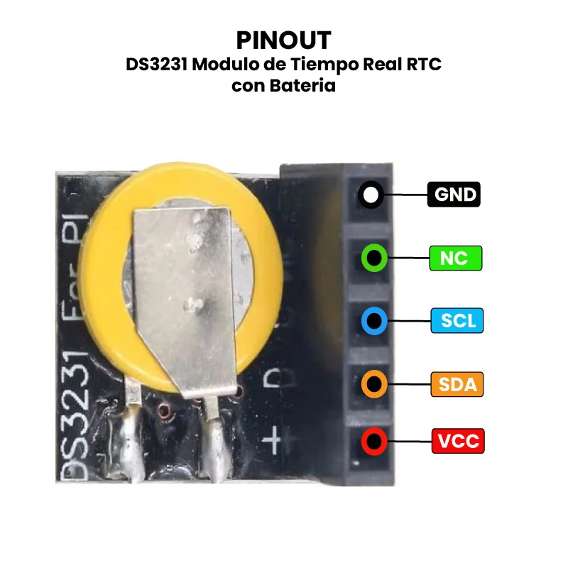 AR0800 - DS3231 Modulo de Tiempo Real RTC con Bateria PINOUT