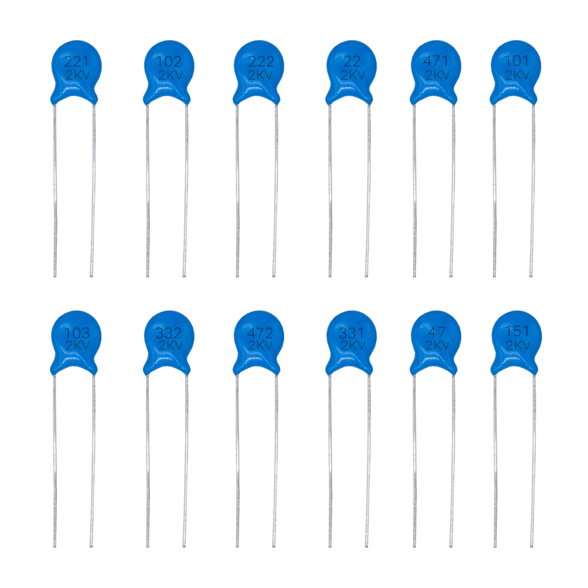 Kit 120 Capacitores Cerámicos 2KV 12 Valores