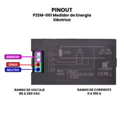 AR0879 - PZEM-061 Medidor de Energía Eléctrica PINOUT