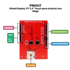 AR0082 - Shield Display TFT 2.4 Touch para Arduino Uno Mega PINOUT