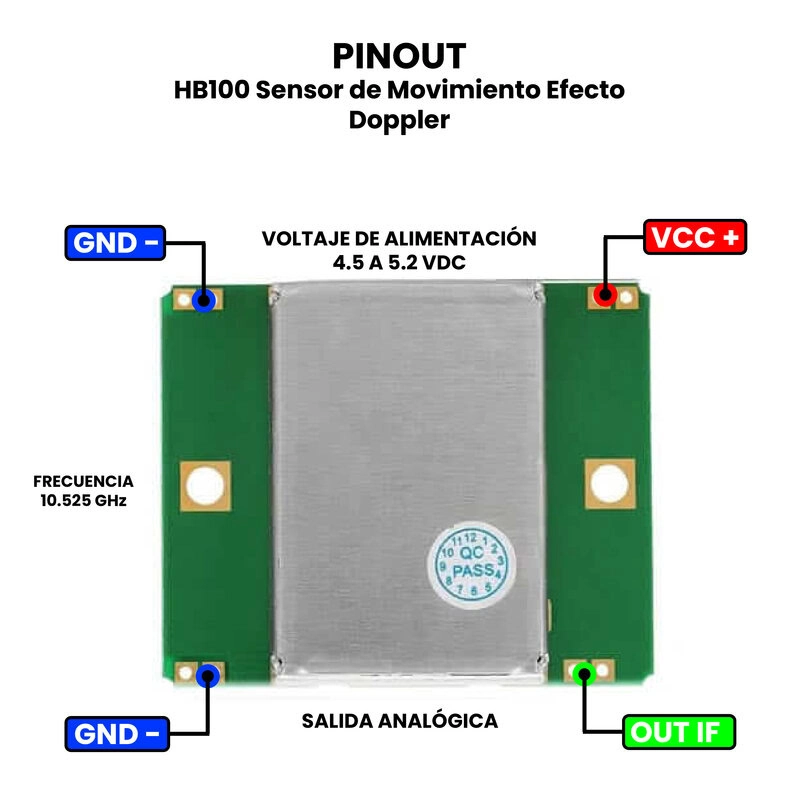 AR0192 - HB100 Sensor de Movimiento Efecto Doppler PINOUT