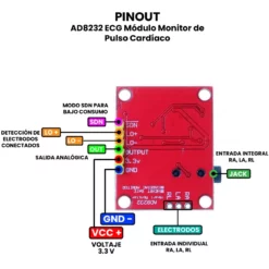 AR0117 - AD8232 ECG Módulo Monitor de Pulso Cardíaco PINOUT