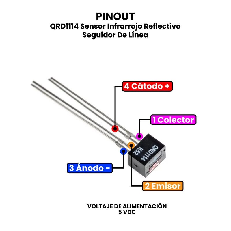 AR1234 - QRD1114 Sensor Infrarrojo Reflectivo Seguidor De Linea PINOUT