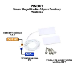 AR1246 - Sensor Magnetico Mc-38 para Puertas y Ventanas PINOUT
