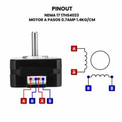 Nema 17 17HS4023 Motor a Pasos 0.7Amp 1.4Kg cm Pinout