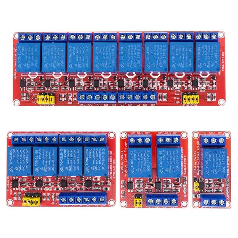 Módulo Relevador 12V de 1, 2, 4 y 8 canales