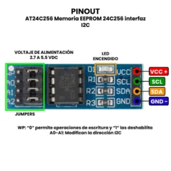AR1573 - AT24C256 Memoria EEPROM 24C256 interfaz I2C PINOUT