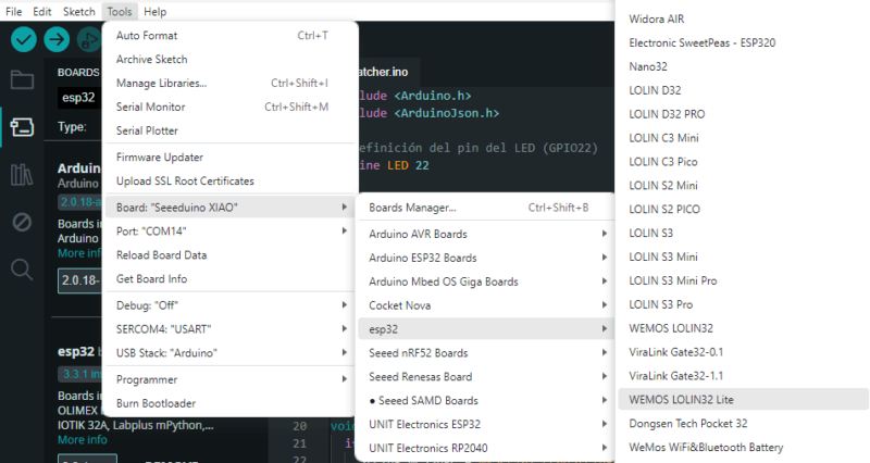 tarjeta lolin32 lite