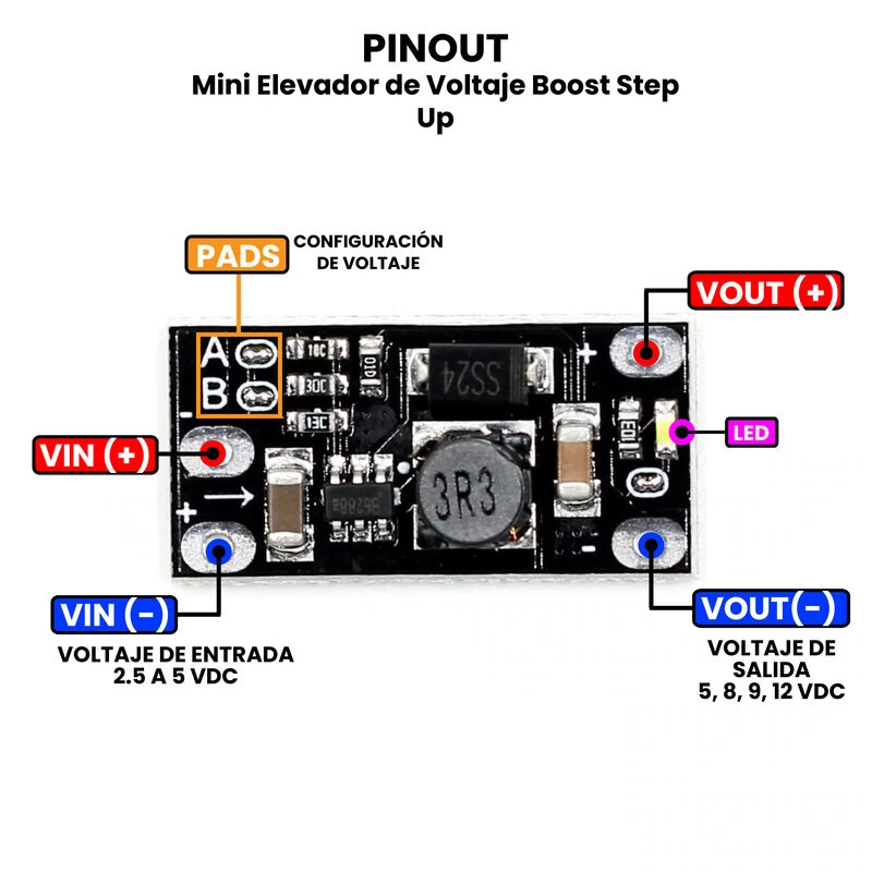 Mini Elevador de Voltaje Boost Step Up - Imagen 2