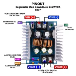 AR1630 - Regulador Step Down Buck 240W 10A LB07 PINOUT