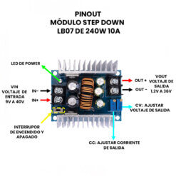 Regulador Step Down Buck 240W 10A LB07 Pinout