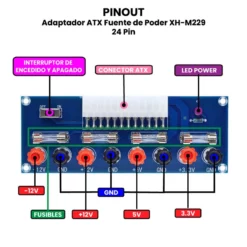 AR1632 - Adaptador ATX Fuente de Poder XH-M229 24 Pin PINOUT