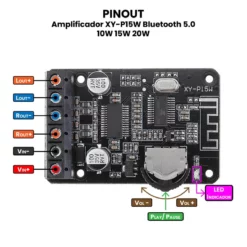 AR1638 - Amplificador XY-P15W Bluetooth 5 PINOUT
