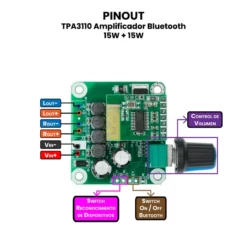 AR1639 - TPA3110 Amplificador Bluetooth 15W 15W PINOUT