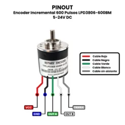 AR1715 - Encoder Incremental 600 Pulsos LPD3806-600BM 5-24V DC PINOUT