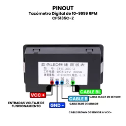 AR1791 - Tacómetro Digital de 10-9999 RPM CF5135C-Z PINOUT