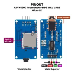 AR1887 - ARYX5300 Reproductor MP3 WAV UART Micro SD PINOUT