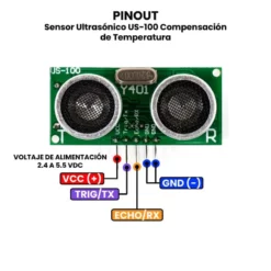 AR2648 - Sensor Ultrasónico US-100 Compensación de Temperatura PINOUT