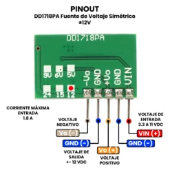 AR1063 - DD1718PA Fuente de Voltaje Simetrico ±12V PINOUT